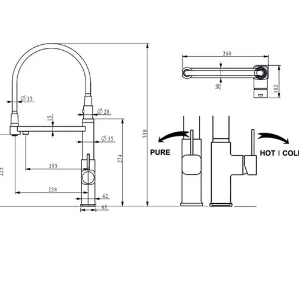 Кухонний змішувач FABIANO FKM 3119 PX Black Steel