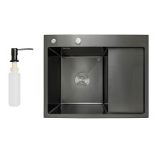Кухонна мийка LIDZ H6350BR крило праворуч Brushed Black PVD 3,0/1,0 мм