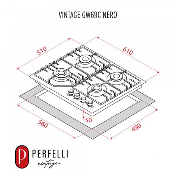 Варильна поверхня PERFELLI VINTAGE GW69C NERO