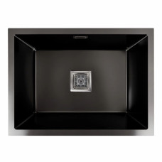 Кухонна мийка PLATINUM 58*43 PVD чорна монтаж під столешню Handmade HSB (квадратний сифон 3,0/1,0)