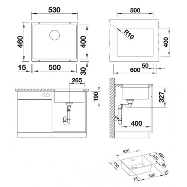 Кухонна мийка BLANCO SUBLINE 500-U кофе 523441