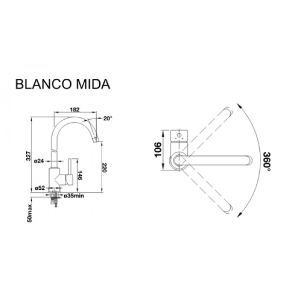 Кухонний змішувач BLANCO MIDA (519415) антрацит