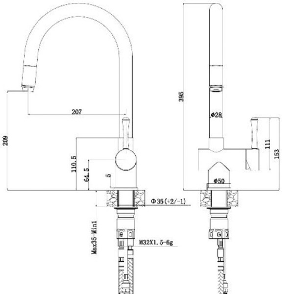 Кухонний змішувач FABIANO FKM 47P SS Titanium