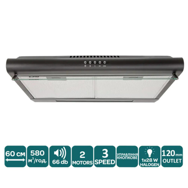 Витяжка VENTOLUX ROMA 60 BK 2M LUX