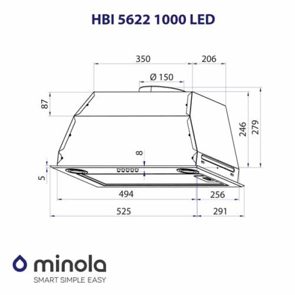 Витяжка MINOLA HBI 5622 BLF 1000 LED