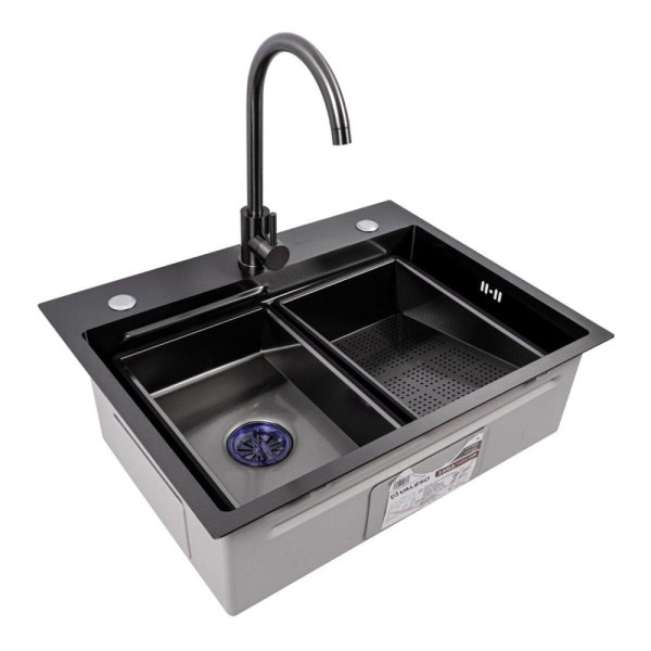 Кухонна мийка VALESO CM 64*50B PVD чорна (Work station)