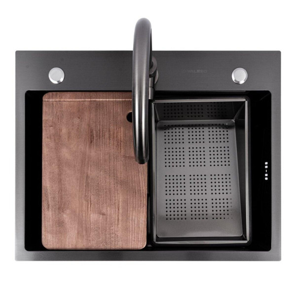 Кухонна мийка VALESO CM 64*50B PVD чорна (Work station)