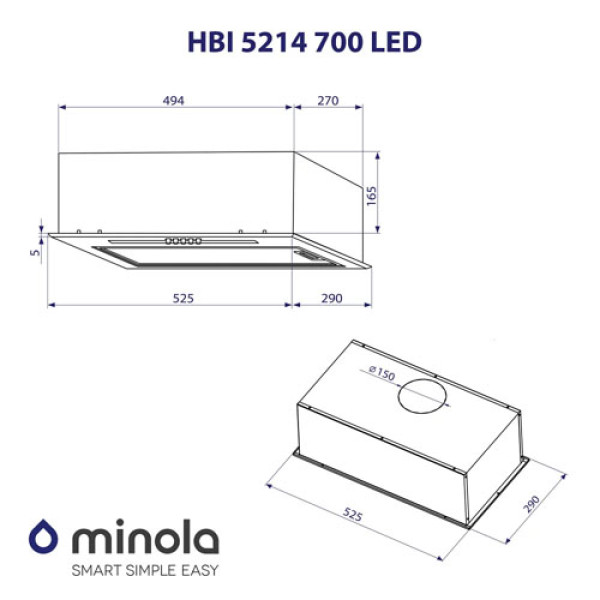 Витяжка MINOLA HBI 5214 WH 700 LED
