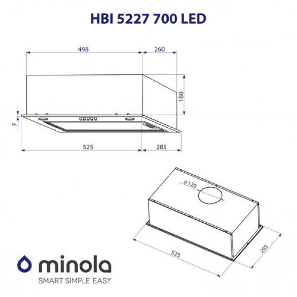 Витяжка MINOLA HBI 5227 BL 700 LED