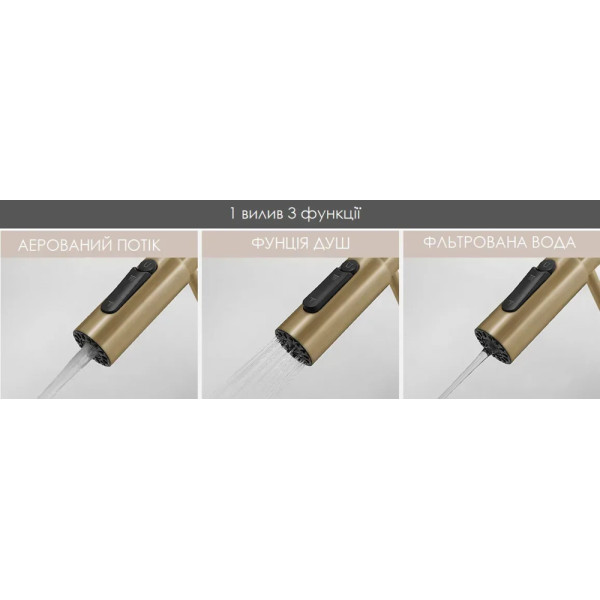 Кухонний змішувач FABIANO FKM 3128 Light Gold