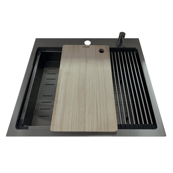 Кухонна мийка FABIANO Top Center 57 Celldecor Nano Graphite