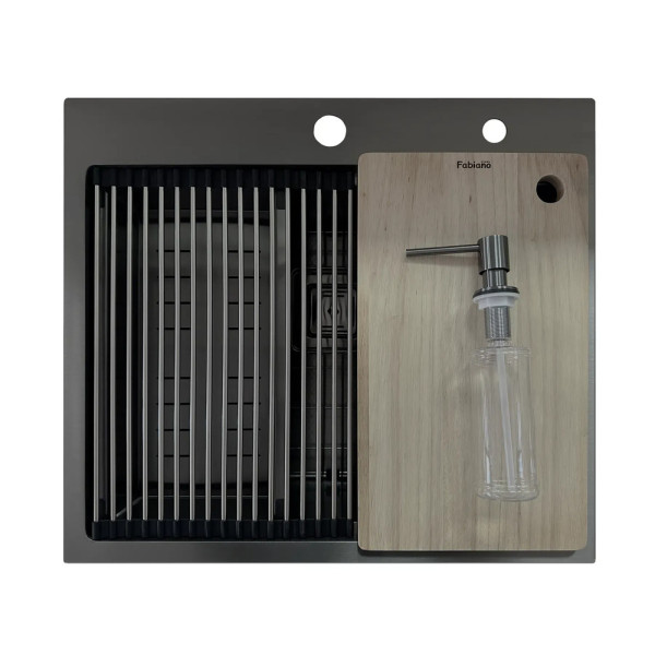 Кухонна мийка FABIANO Top Center 57 Celldecor Nano Graphite