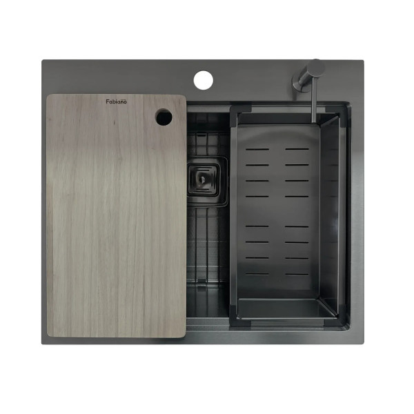 Кухонна мийка FABIANO Top Center 57 Celldecor Nano Graphite