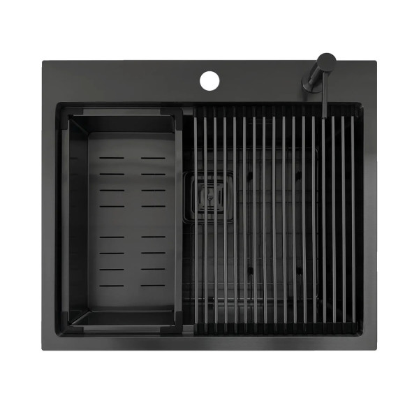 Кухонна мийка FABIANO Top Center 57 Celldecor Nano Graphite