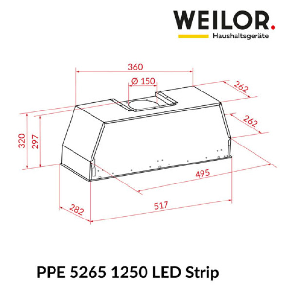 Витяжка WEILOR PPE 5265 SS 1250 LED