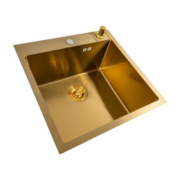 Кухонна мийка VALESO 50*50 PVD Gold Handmade (сифон круглий, 3,0/0,8)