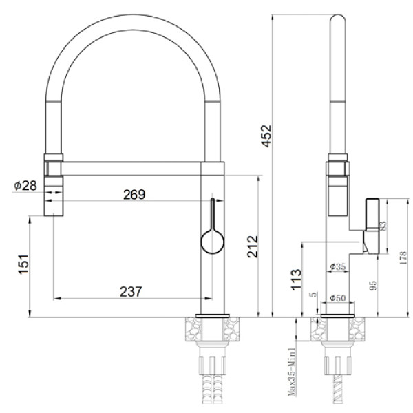 Кухонний змішувач FABIANO FKM 68P SS Inox