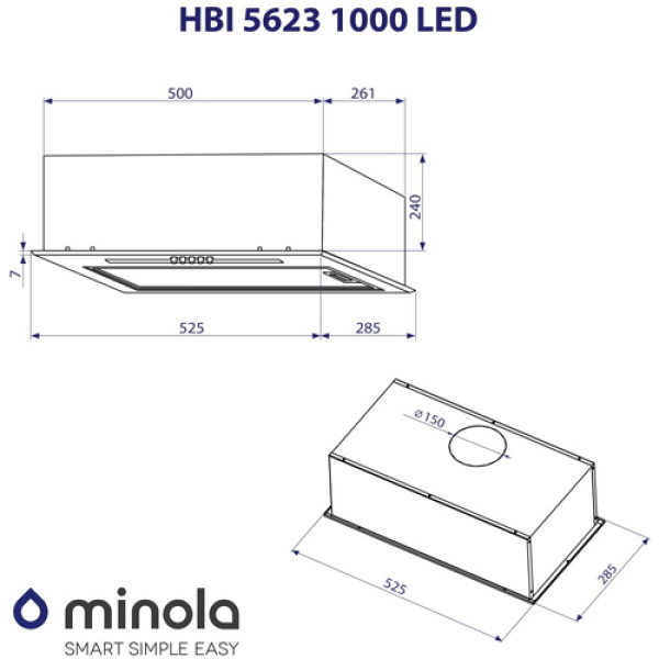 Витяжка MINOLA HBI 5623 WH 1000 LED