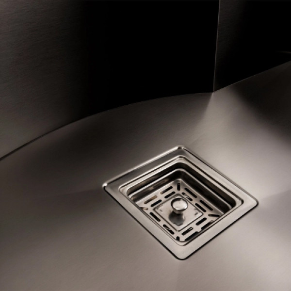 Кухонна мийка PLATINUM 75*46 PVD чорна з підставкою для ножів Handmade HSB