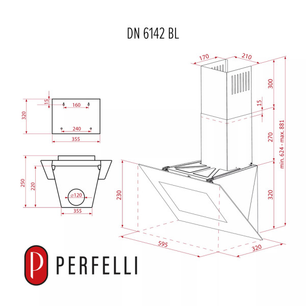 Витяжка PERFELLI DN 6142 BL LED