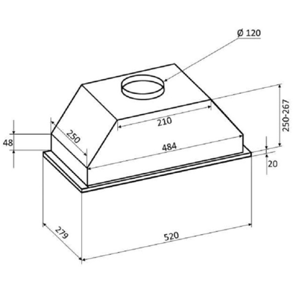 Витяжка VENTOLUX PUNTO 520/279 INOX (700) PB