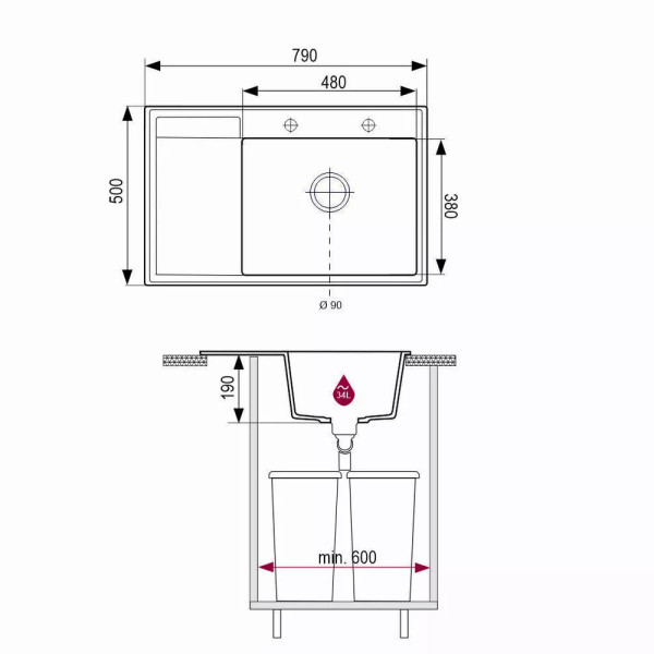 Кухонна мийка BRENOR FELICJA 79P (8M)
