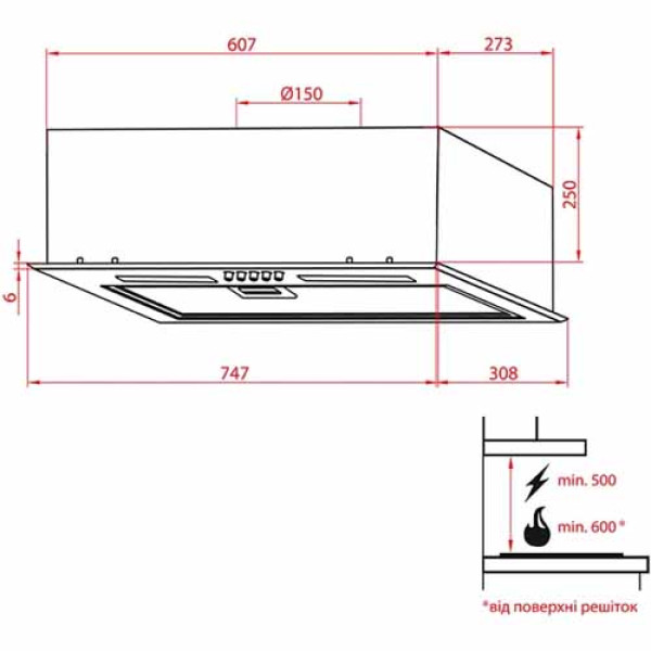 Витяжка WEILOR PBS 72650 GLASS BG 1250 LED Strip