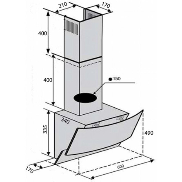 Витяжка VENTOLUX WAVE 60 WH (1000) TRC MM