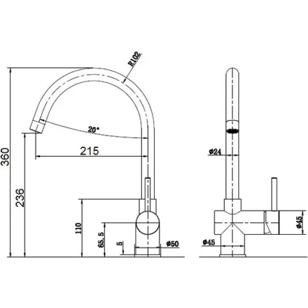 Кухонний змішувач FABIANO FKM 39 SS Antracit