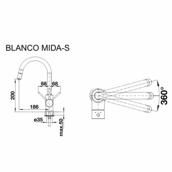Кухонний змішувач BLANCO MIDA-S (521455) Антрацит