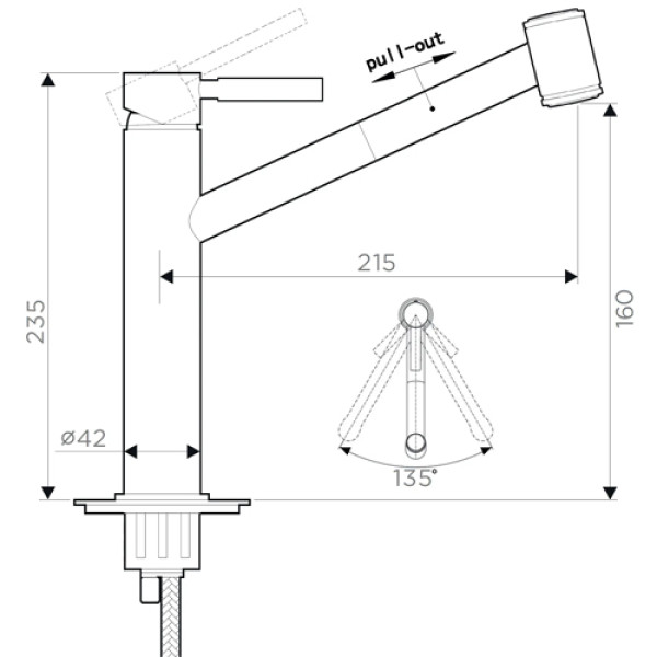 Кухонний змішувач FABIANO FKM 66P Inox