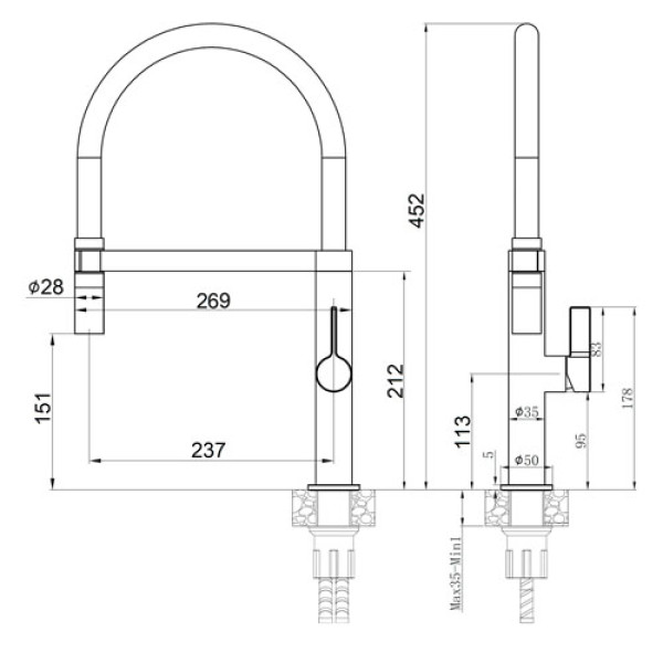 Кухонний змішувач FABIANO FKM 68P SS Nano Graphite