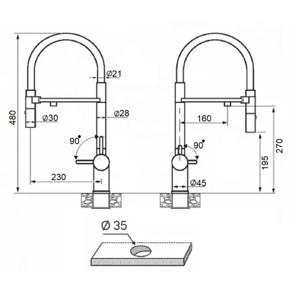 Кухонний змішувач FABIANO FKM 3130 Black Steel