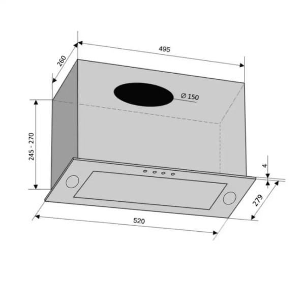 Витяжка VENTOLUX PUNTO 520/279 IVG (1000) TRC MS