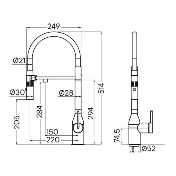 Кухонний змішувач FABIANO FKM 3129 Black Steel