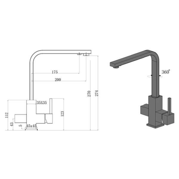 Кухонний змішувач FABIANO FKM 3117 SS Nano Graphite 