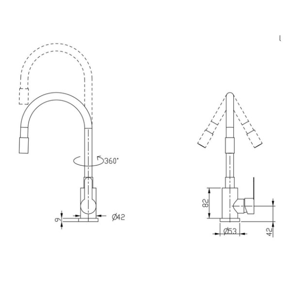 Кухонний змішувач BRINEX Pure 015F3 Nickel/Black