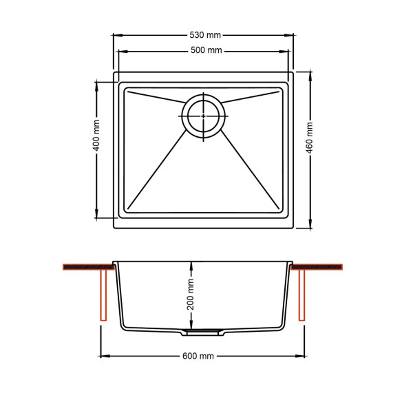 Кухонна мийка FABIANO Navio 53x46 Titanium