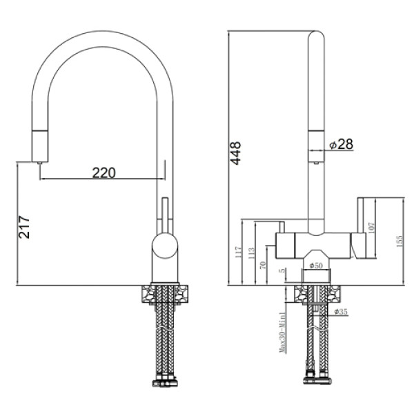 Кухонний змішувач FABIANO FKM 3118P SS Inox