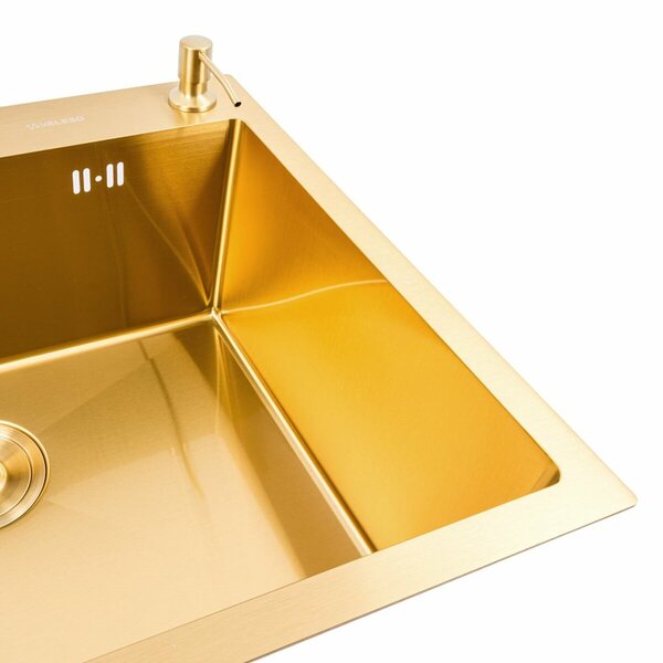 Кухонна мийка VALESO 60*50 PVD Gold Handmade (сифон круглий,3,0/0,8)