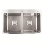 Кухонна мийка PLATINUM Handmade HDB 78*48 на дві чаші (квадратний сифон,3.0/1.0)
