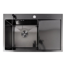 Кухонна мийка VALESO CM 78*50 L DECOR чорна PVD Handmade (3.0/0.8)